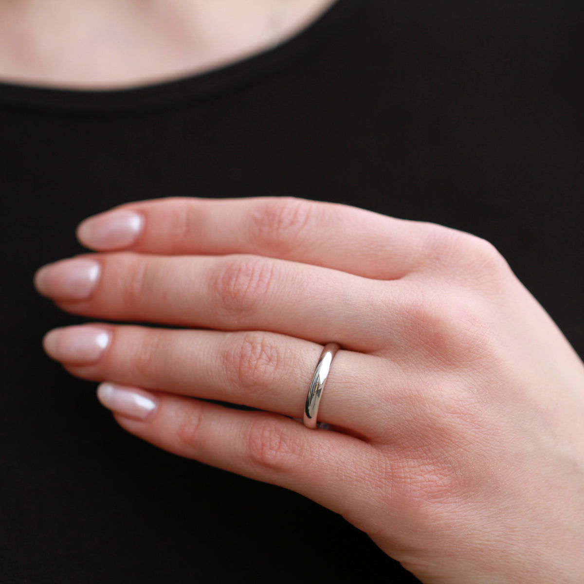 14K Solid White Gold 3mm Plain Wedding Band – Unisex Ring For Men & Women 8 thumbnail image
