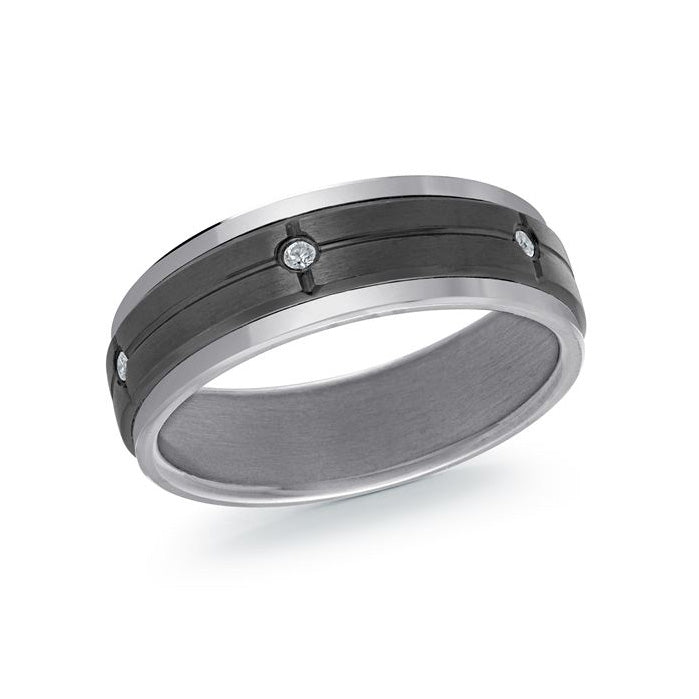 Black and Grey Tantalum 7mm Men's Ring Independent Jewellers