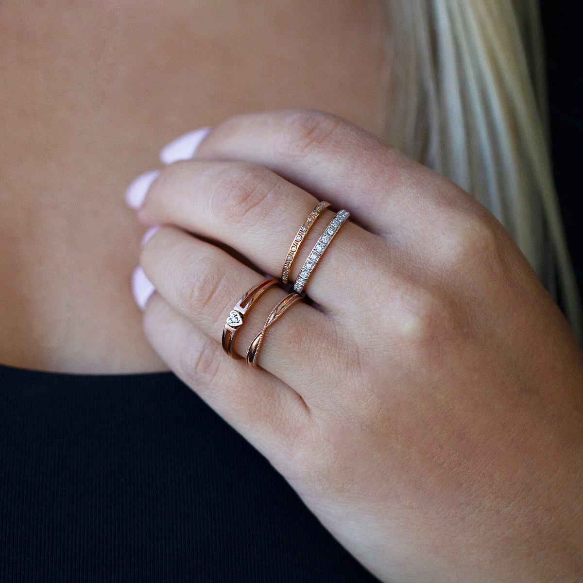 rose gold chi chi stackable rings 10kt Rose Gold Heart Shaped Stackable Ring – Independent Jewellers