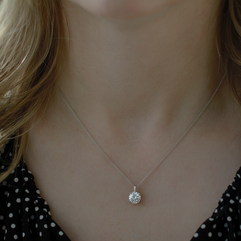 14kt White Gold 1.00ct Round 4Claw Lab-Grown Diamond Pendant