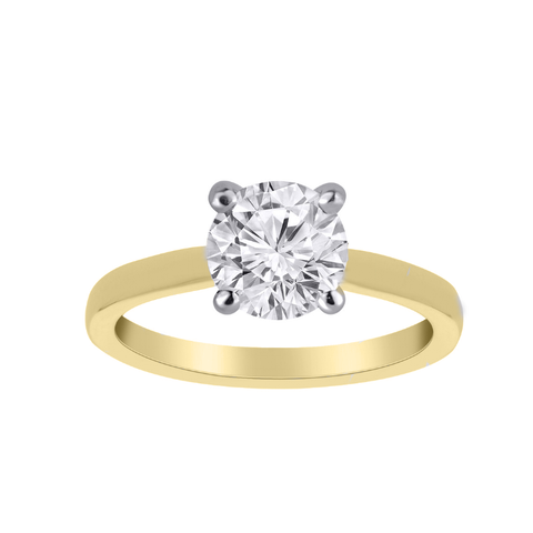 14kt Yellow and White Gold 1.00ct Round Canadian Diamond Engagement Ring