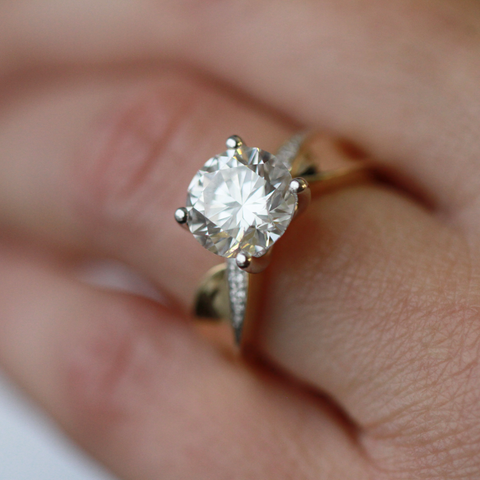14kt Two-Tone Gold Twist Design 3.08cttw Lab-Grown Diamond Ring