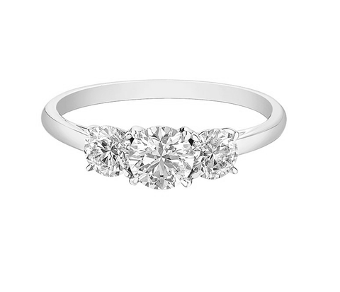 14kt White Gold Three Across 0.54cttw Round Diamond Ring