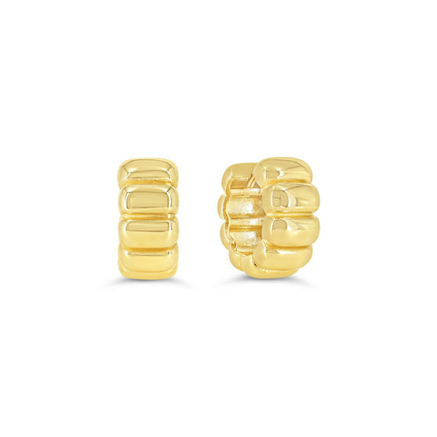 10kt Yellow Gold Bold Ribbed Hoop Earrings