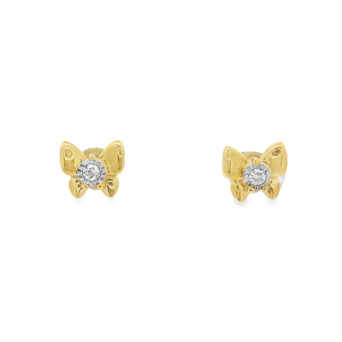 10kt Yellow Gold Diamond Butterfly Earrings