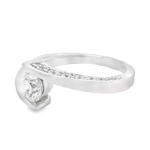 18kt White Gold 1.13cttw Unique Ring with Canadian Diamond