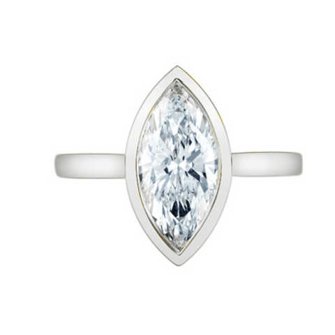 14kt White Gold 1.52ct Lab-Grown Marquise Diamond Bezel Engagement Ring