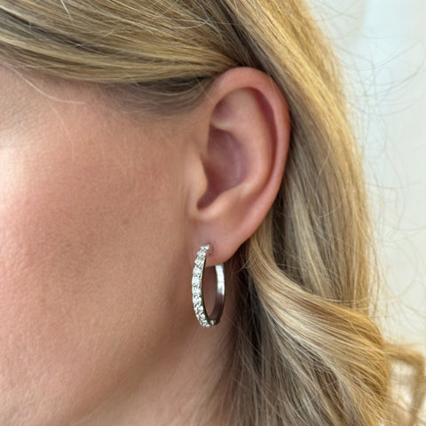 10kt White Gold 2.00cttw Diamond Hoop Earrings