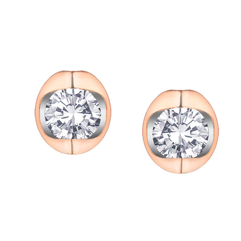 10kt Two-Toned Gold Diamond Studs