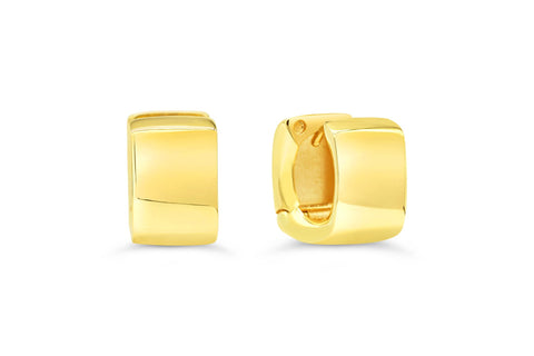 10kt Yellow Gold Chunky Tube Huggie Hoops