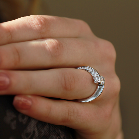 18kt White Gold 1.13cttw Unique Ring with Canadian Diamond