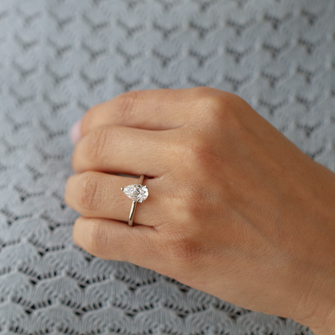 14kt White Gold 1.27cttw CANADIAN Pear Engagement Ring