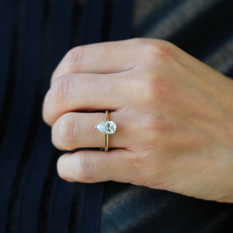 14kt Yellow Gold 1.27cttw CANADIAN Pear Engagement Ring