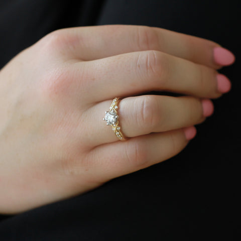 14kt Two-Tone Gold 0.89cttw Canadian Diamond Side Stone Engagement Ring