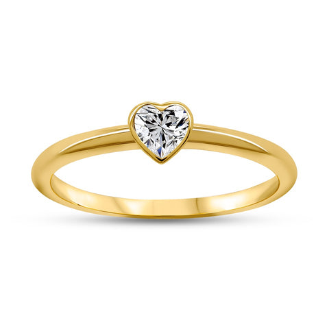 10kt Yellow Gold 0.25ct Heart Lab-Grown Diamond Bezel Solitaire Ring