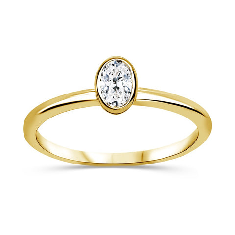10kt Yellow Gold 0.25ct Oval Lab-Grown Diamond Bezel Solitaire Ring