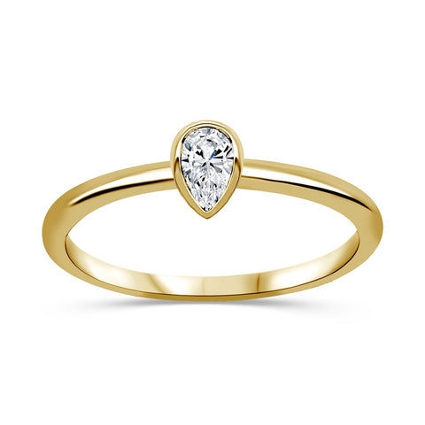 10kt Yellow Gold 0.20ct Pearl Lab-Grown Diamond Bezel Solitaire Ring