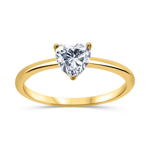 10kt Yellow Gold 0.50ct Heart Lab-Grown Diamond 3-Claw Solitaire Ring