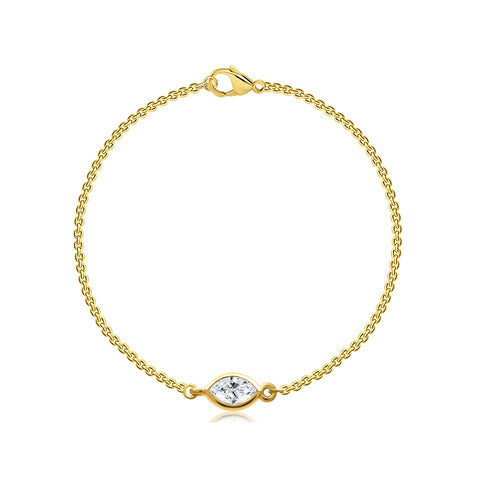 10kt Yellow Gold 0.14cttw Marquise Lab-Grown Diamond Reversible Bracelet