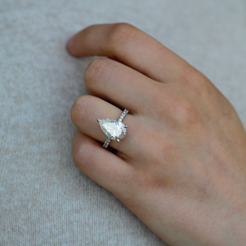 14kt White Gold 4.50cttw Lab-Grown Pear Diamond Engagement Ring