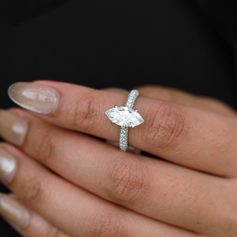 14kt White Gold 2.70cttw Lab-Grown Marquise Diamond Engagement Ring