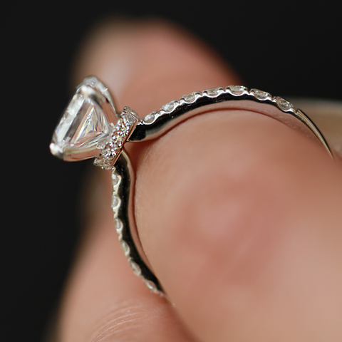 14kt White Gold 2.45cttw Lab-Grown Radiant Diamond Hidden Halo Engagement Ring