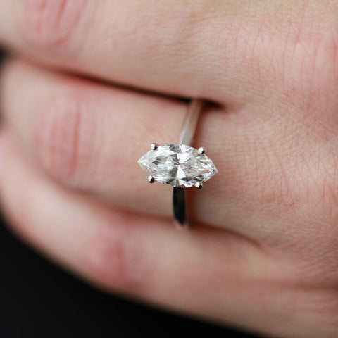 10kt White Gold 2.00cttw Marquise Lab-Grown Diamond Engagement Ring