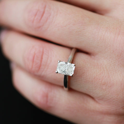 10kt White Gold 2.00cttw Radiant Lab-Grown Diamond Engagement Ring