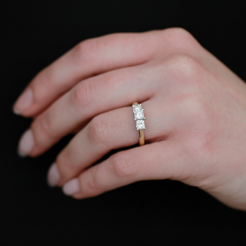 14kt Two-tone Yellow Gold Canadian Diamonds 1.00cttw Three Stone Ring