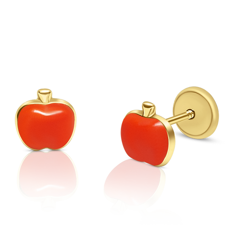 10kt Yellow Gold Children's Apple Stud Earrings