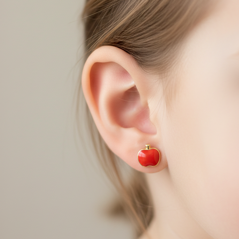 10kt Yellow Gold Children's Apple Stud Earrings