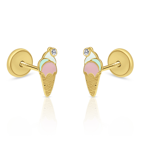 10kt Yellow Gold Children's Icecream Stud Earrings