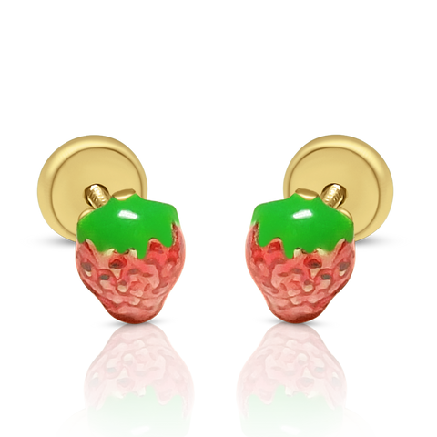 10kt Yellow Gold Children's Strawberry Stud Earrings