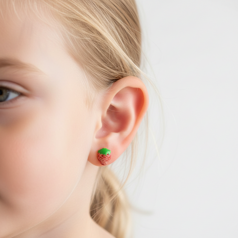 10kt Yellow Gold Children's Strawberry Stud Earrings