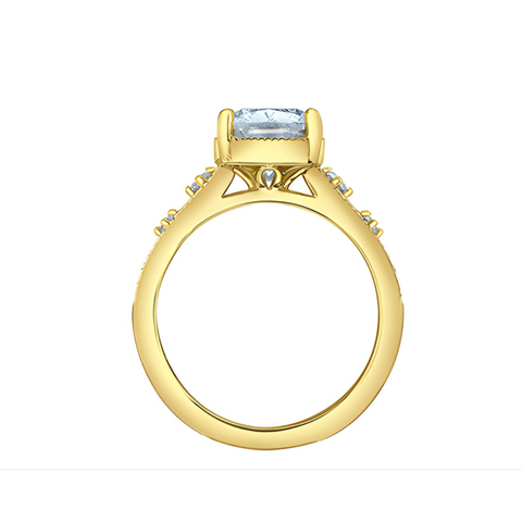 14kt Yellow Gold 5.22ct Lab-Grown Cushion Diamond Engagement Ring