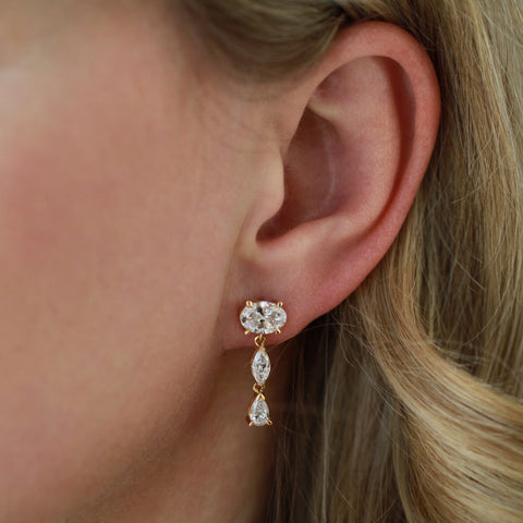 14kt Yellow Gold 3.25cttw Lab-Grown Diamond Dangling Earrings