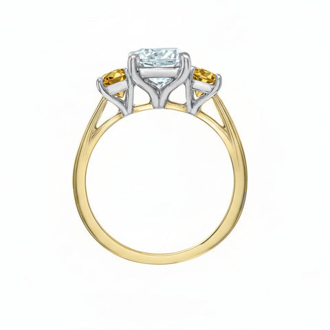 14kt Yellow and White Gold Canadian Diamond and Citrine Three Stone Ring