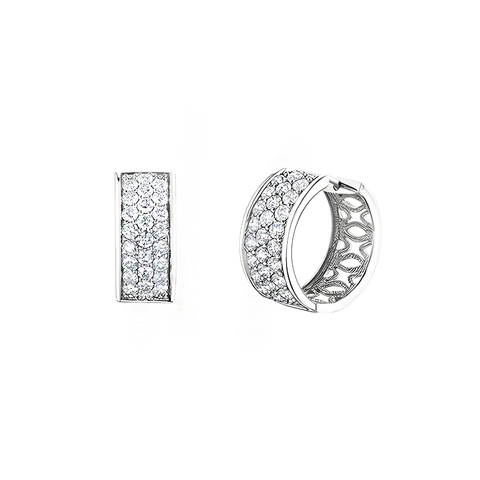 10kt White Gold 4.00cttw Natural Diamond 3 Row Hoop Earrings