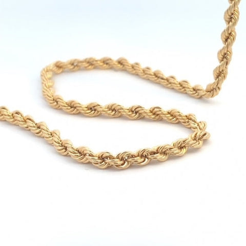 10kt Yellow Gold 4mm Solid Rope Chain 20-Inch
