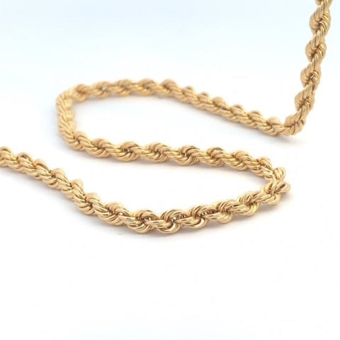 10kt Yellow Gold 5mm Wide Hollow Rope Chain in 22-Inch