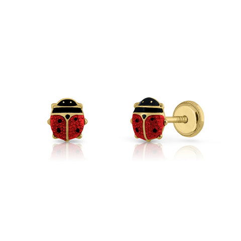10kt Yellow Gold Children's Lady Bug Stud Earrings
