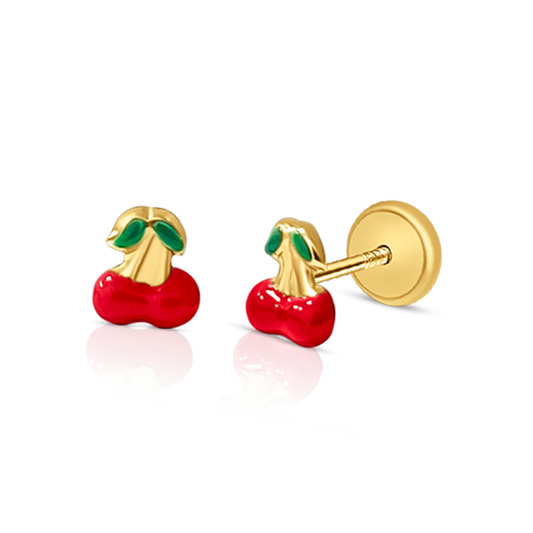 10kt Yellow Gold Children's Cherry Stud Earrings