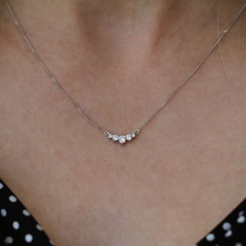 10kt White Gold 0.33cttw Lab-Grown Round Five Diamond Necklace