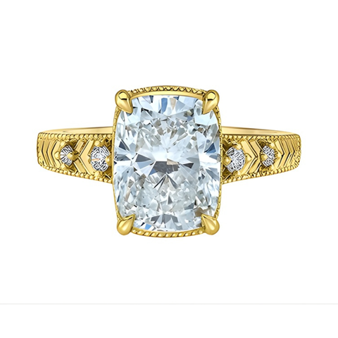 14kt Yellow Gold 5.22ct Lab-Grown Cushion Diamond Engagement Ring