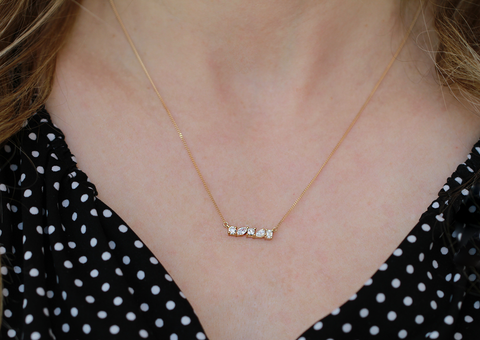 10kt Yellow Gold 0.50cttw Lab-Created Diamond Bar Necklace