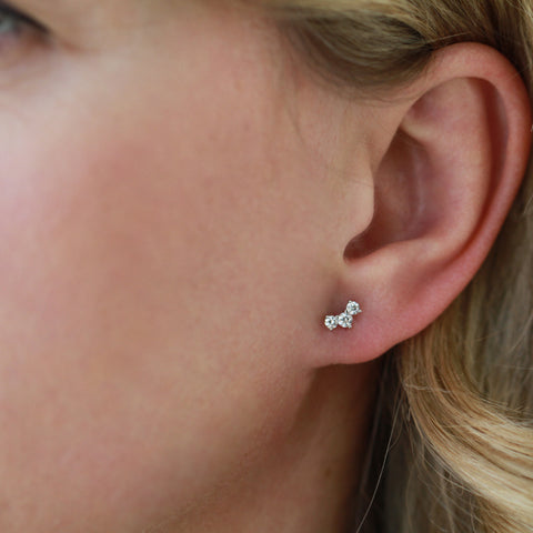 10kt White Gold 0.33cttw Lab-Grown Three Diamonds Earrings