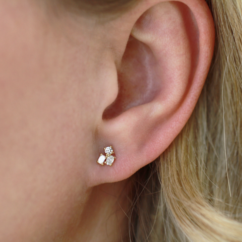 10kt Yellow Gold 0.30cttw Lab-Grown Three Diamonds Earrings