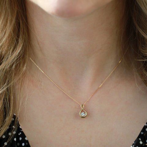 10kt Yellow Gold 0.30ct Lab-Created Diamond Infinity Pendant