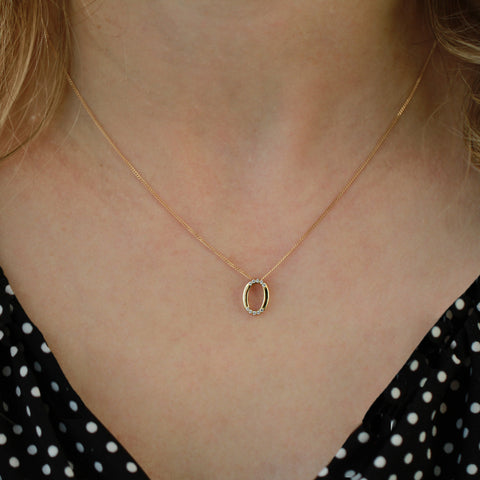 10kt Yellow Gold Lab-Grown Diamond Open Oval Pendant