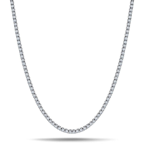 10kt White Gold 20.00cttw Round Lab-Grown Diamond Tennis Necklace